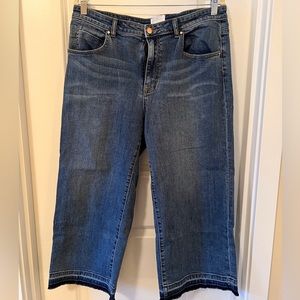 Caslon Raw-hem Wide-leg Cropped High-rise Jeans